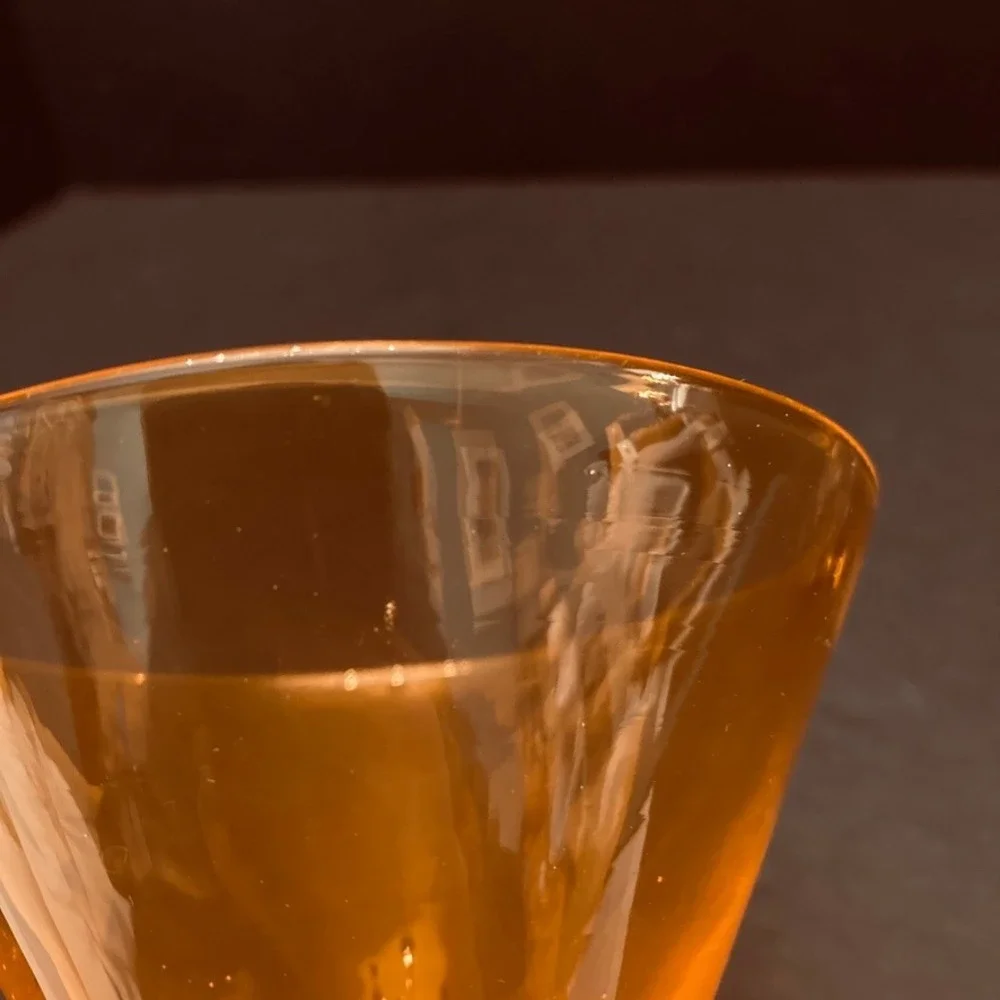 Martini Glasses Bubble‎ Bottom Orange Top Handblown Unmarked